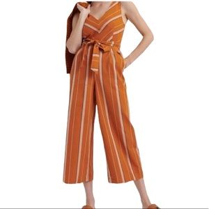NWT Lucky Brand Orange Stripe Tie Back Jumpsuit